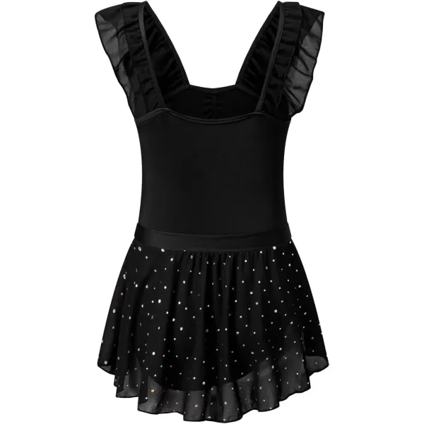 blibean Teen Girls Ruffle Ballet Dance Dress Sparkly Leotard with Skirt Size 4-15 Years