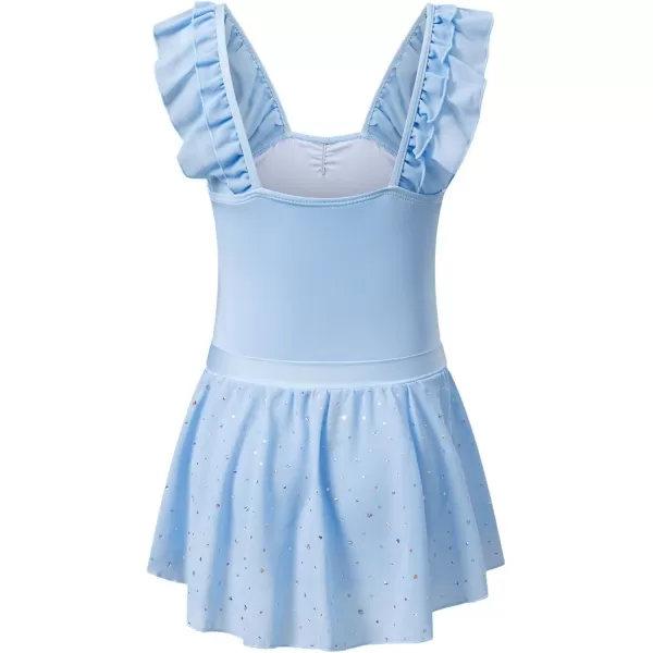 blibean Teen Girls Ruffle Ballet Dance Dress Sparkly Leotard with Skirt Size 4-15 Years