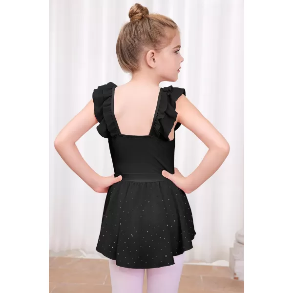 blibean Teen Girls Ruffle Ballet Dance Dress Sparkly Leotard with Skirt Size 4-15 Years