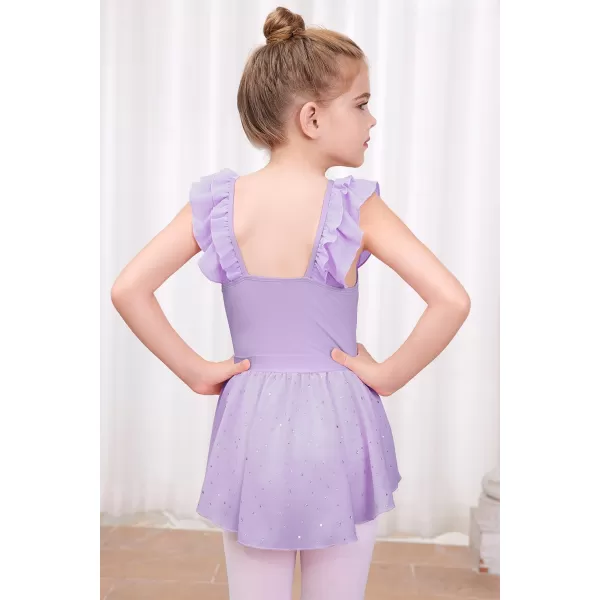 blibean Teen Girls Ruffle Ballet Dance Dress Sparkly Leotard with Skirt Size 4-15 Years