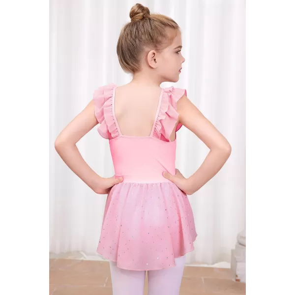 blibean Teen Girls Ruffle Ballet Dance Dress Sparkly Leotard with Skirt Size 4-15 Years