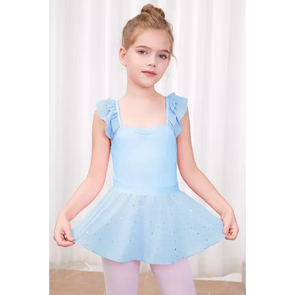 blibean Teen Girls Ruffle Ballet Dance Dress Sparkly Leotard with Skirt Size 4-15 Years