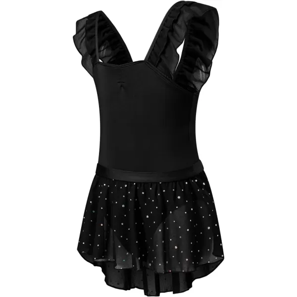 blibean Teen Girls Ruffle Ballet Dance Dress Sparkly Leotard with Skirt Size 4-15 Years