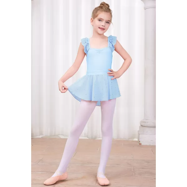 blibean Teen Girls Ruffle Ballet Dance Dress Sparkly Leotard with Skirt Size 4-15 Years