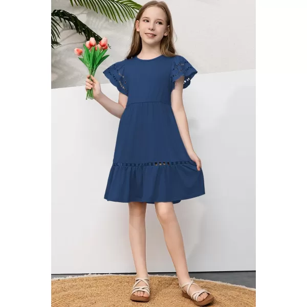 blibean Tween Girls Embroidery Sleeve Dress Summer Outfits 6-15 Years