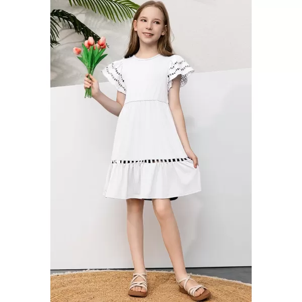 blibean Tween Girls Embroidery Sleeve Dress Summer Outfits 6-15 Years
