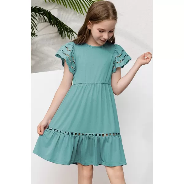 blibean Tween Girls Embroidery Sleeve Dress Summer Outfits 6-15 Years