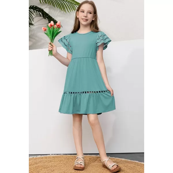 blibean Tween Girls Embroidery Sleeve Dress Summer Outfits 6-15 Years