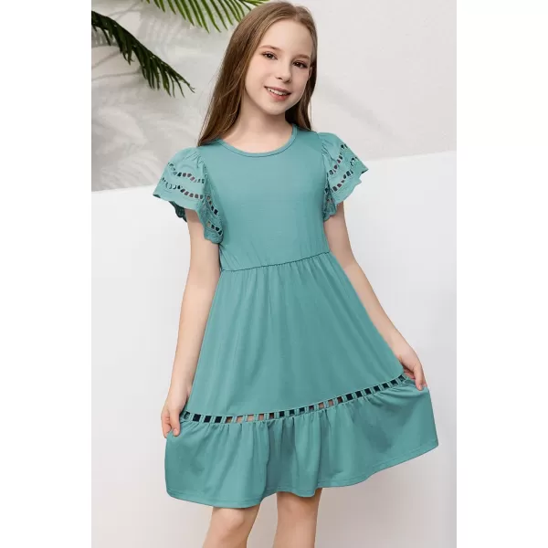 blibean Tween Girls Embroidery Sleeve Dress Summer Outfits 6-15 Years