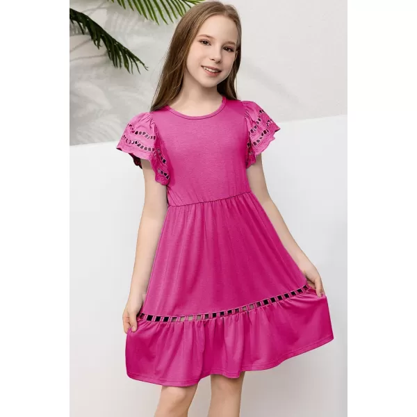 blibean Tween Girls Embroidery Sleeve Dress Summer Outfits 6-15 Years