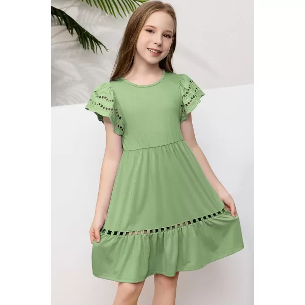 blibean Tween Girls Embroidery Sleeve Dress Summer Outfits 6-15 Years