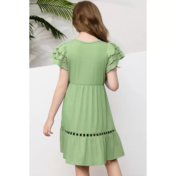 blibean Tween Girls Embroidery Sleeve Dress Summer Outfits 6-15 Years