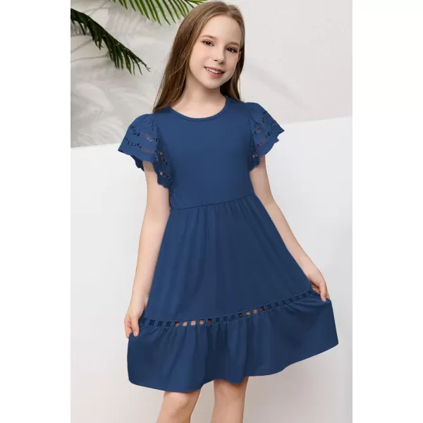 blibean Tween Girls Embroidery Sleeve Dress Summer Outfits 6-15 Years