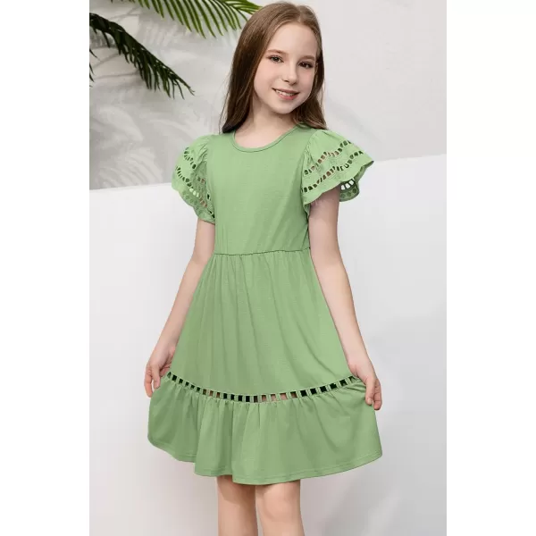 blibean Tween Girls Embroidery Sleeve Dress Summer Outfits 6-15 Years