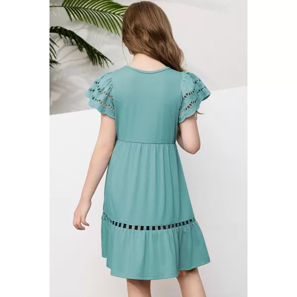 blibean Tween Girls Embroidery Sleeve Dress Summer Outfits 6-15 Years