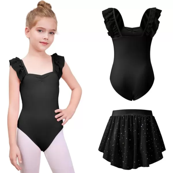 blibean Teen Girls Ruffle Ballet Dance Dress Sparkly Leotard with Skirt Size 4-15 Years