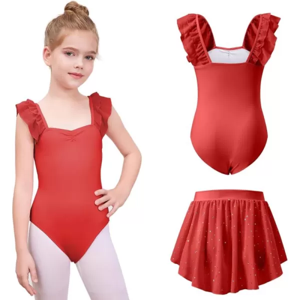 blibean Teen Girls Ruffle Ballet Dance Dress Sparkly Leotard with Skirt Size 4-15 Years