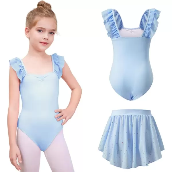 blibean Teen Girls Ruffle Ballet Dance Dress Sparkly Leotard with Skirt Size 4-15 Years