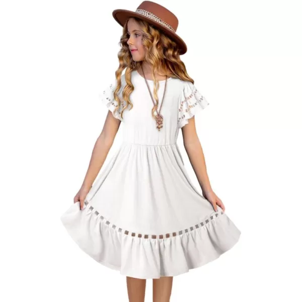 blibean Tween Girls Embroidery Sleeve Dress Summer Outfits 6-15 Years
