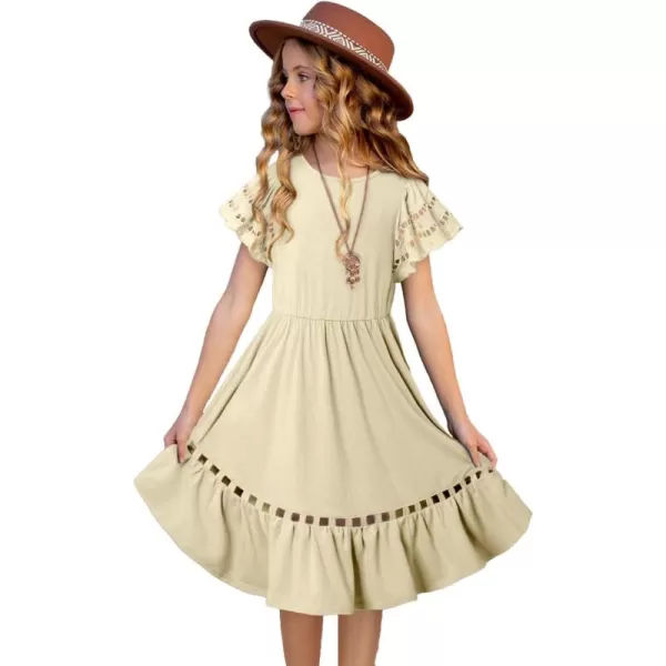 blibean Tween Girls Embroidery Sleeve Dress Summer Outfits 6-15 Years