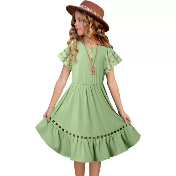 blibean Tween Girls Embroidery Sleeve Dress Summer Outfits 6-15 Years