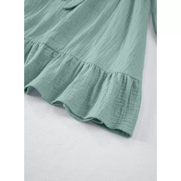 blibean Girls Cotton Long Sleeve Dresses Ruffled Semi Formal Dress Size 6-15 Years