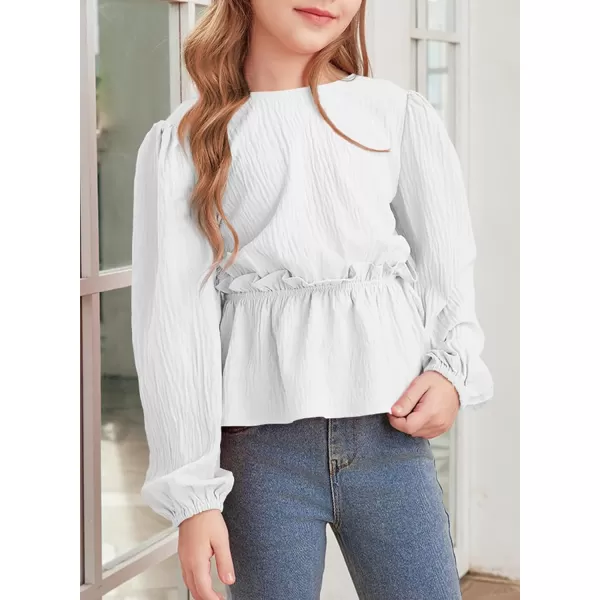 blibean Tween Girls Fall Tie Back Ruffle Shirt Kid Long Sleeve Tops Size 6-15 Years