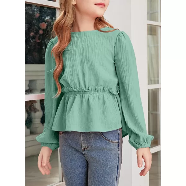 blibean Tween Girls Fall Tie Back Ruffle Shirt Kid Long Sleeve Tops Size 6-15 Years
