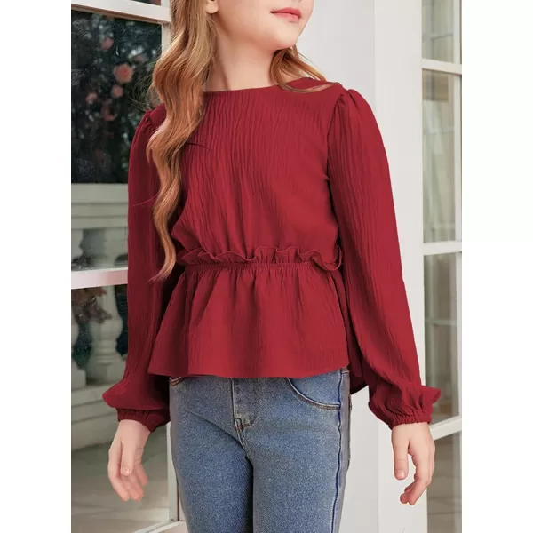 blibean Tween Girls Fall Tie Back Ruffle Shirt Kid Long Sleeve Tops Size 6-15 Years