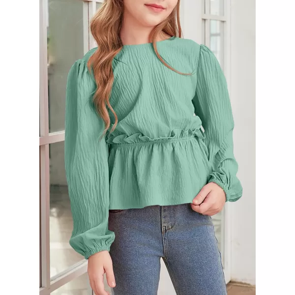 blibean Tween Girls Fall Tie Back Ruffle Shirt Kid Long Sleeve Tops Size 6-15 Years