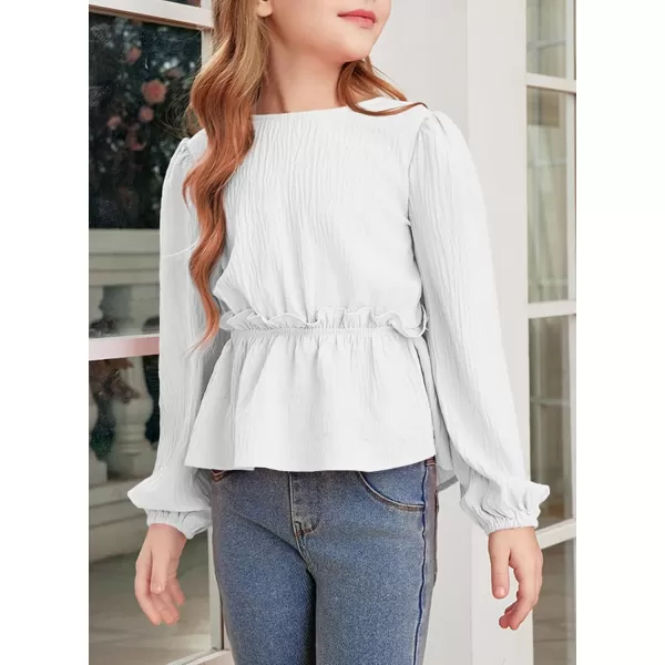 blibean Tween Girls Fall Tie Back Ruffle Shirt Kid Long Sleeve Tops Size 6-15 Years