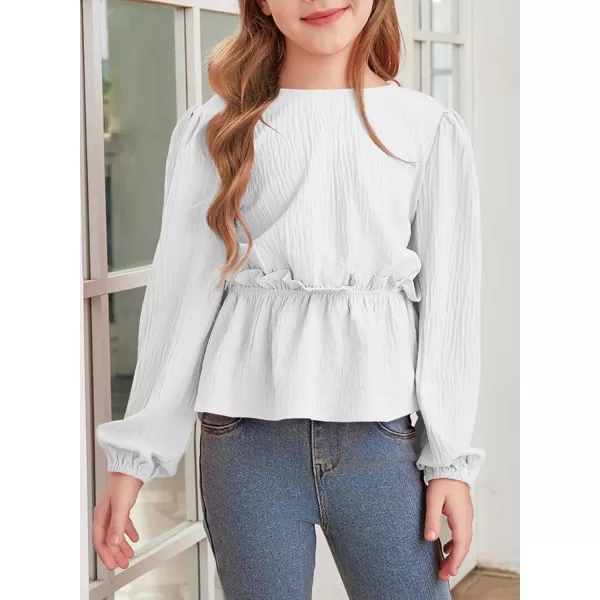 blibean Tween Girls Fall Tie Back Ruffle Shirt Kid Long Sleeve Tops Size 6-15 Years
