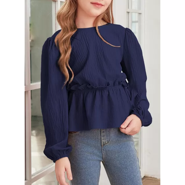 blibean Tween Girls Fall Tie Back Ruffle Shirt Kid Long Sleeve Tops Size 6-15 Years