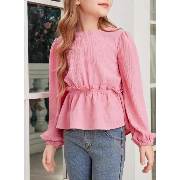 blibean Tween Girls Fall Tie Back Ruffle Shirt Kid Long Sleeve Tops Size 6-15 Years
