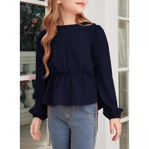 blibean Tween Girls Fall Tie Back Ruffle Shirt Kid Long Sleeve Tops Size 6-15 Years
