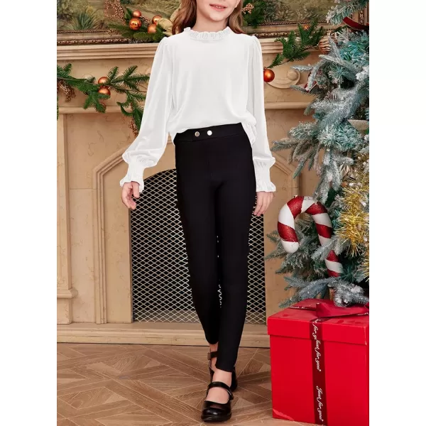 blibean Girls Velvet Long Sleeve Shirts Ruffle Neck Tops Size 6-15 Years
