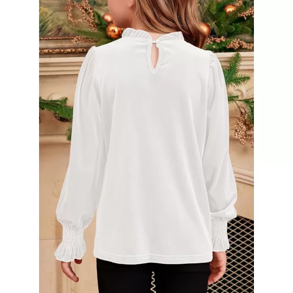 blibean Girls Velvet Long Sleeve Shirts Ruffle Neck Tops Size 6-15 Years