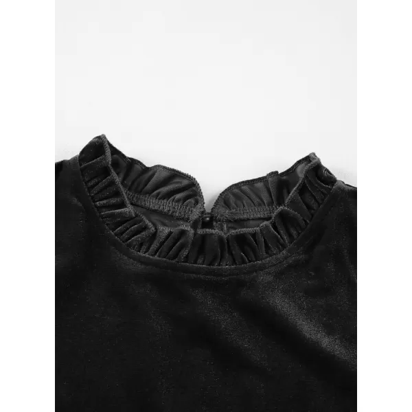 blibean Girls Velvet Long Sleeve Shirts Ruffle Neck Tops Size 6-15 Years