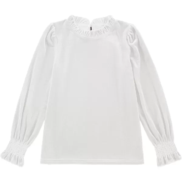 blibean Girls Velvet Long Sleeve Shirts Ruffle Neck Tops Size 6-15 Years