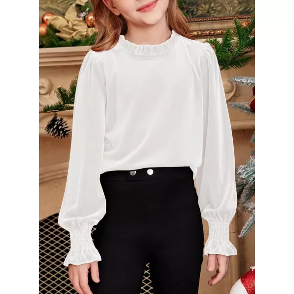 blibean Girls Velvet Long Sleeve Shirts Ruffle Neck Tops Size 6-15 Years