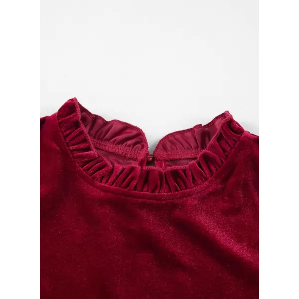 blibean Girls Velvet Long Sleeve Shirts Ruffle Neck Tops Size 6-15 Years