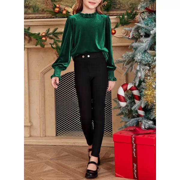 blibean Girls Velvet Long Sleeve Shirts Ruffle Neck Tops Size 6-15 Years