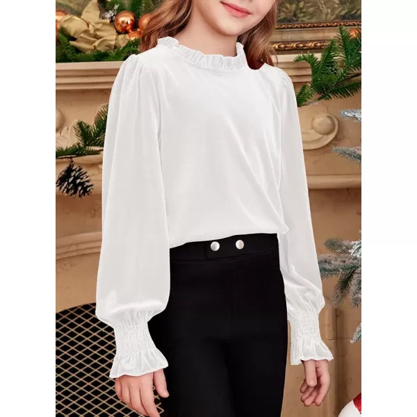 blibean Girls Velvet Long Sleeve Shirts Ruffle Neck Tops Size 6-15 Years
