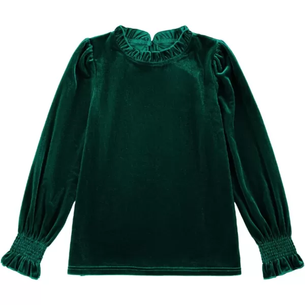 blibean Girls Velvet Long Sleeve Shirts Ruffle Neck Tops Size 6-15 Years