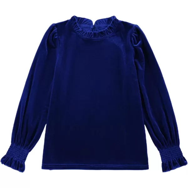 blibean Girls Velvet Long Sleeve Shirts Ruffle Neck Tops Size 6-15 Years