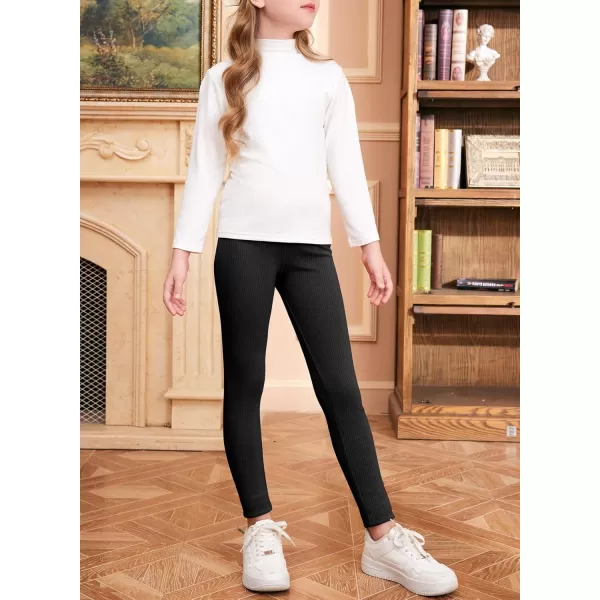 blibean Teen Girls 3pcs Leggings Kids Ribbed Knit Pants Size 6-15 Years