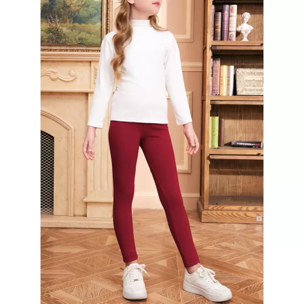 blibean Teen Girls 3pcs Leggings Kids Ribbed Knit Pants Size 6-15 Years