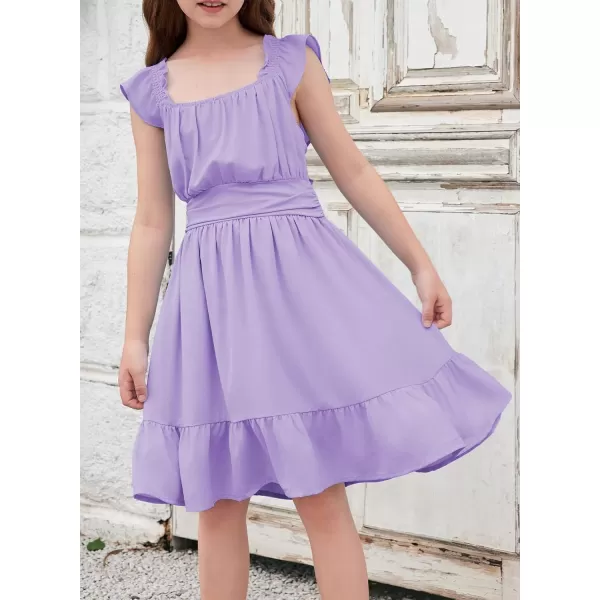 blibean Teen Girls Summer Tie Back Sundreses Kids Ruffle Sleeveless Dresses Size 6-15 Years
