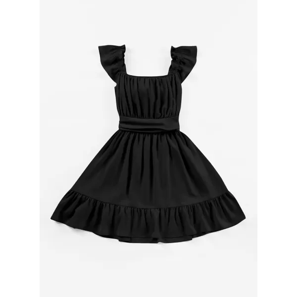 blibean Teen Girls Summer Tie Back Sundreses Kids Ruffle Sleeveless Dresses Size 6-15 Years