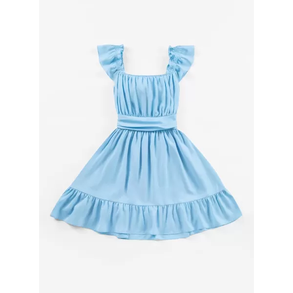 blibean Teen Girls Summer Tie Back Sundreses Kids Ruffle Sleeveless Dresses Size 6-15 Years